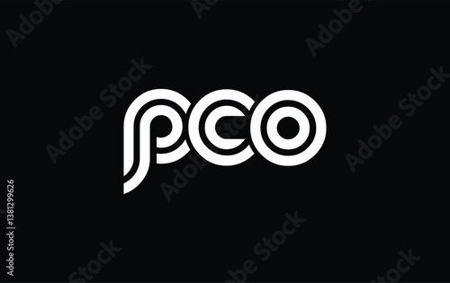 PCO Creative Unique Modern Letter Logo Design. Stylized logo featuring a unique letter design, presenting abstract minimalist aesthetics and modern appeal.