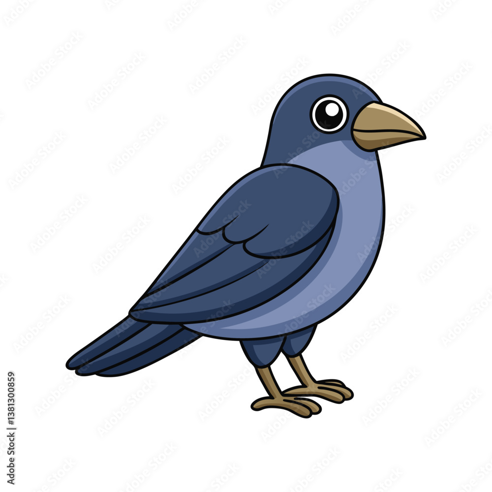 Fototapeta premium Elegant Daurian Jackdaw Bird Vector