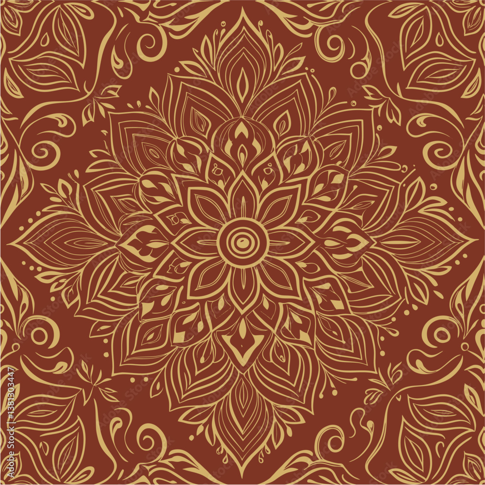 Elegant Brown and Gold Mandala Pattern Design Elegant Brown and Gold Mandala Pattern Design