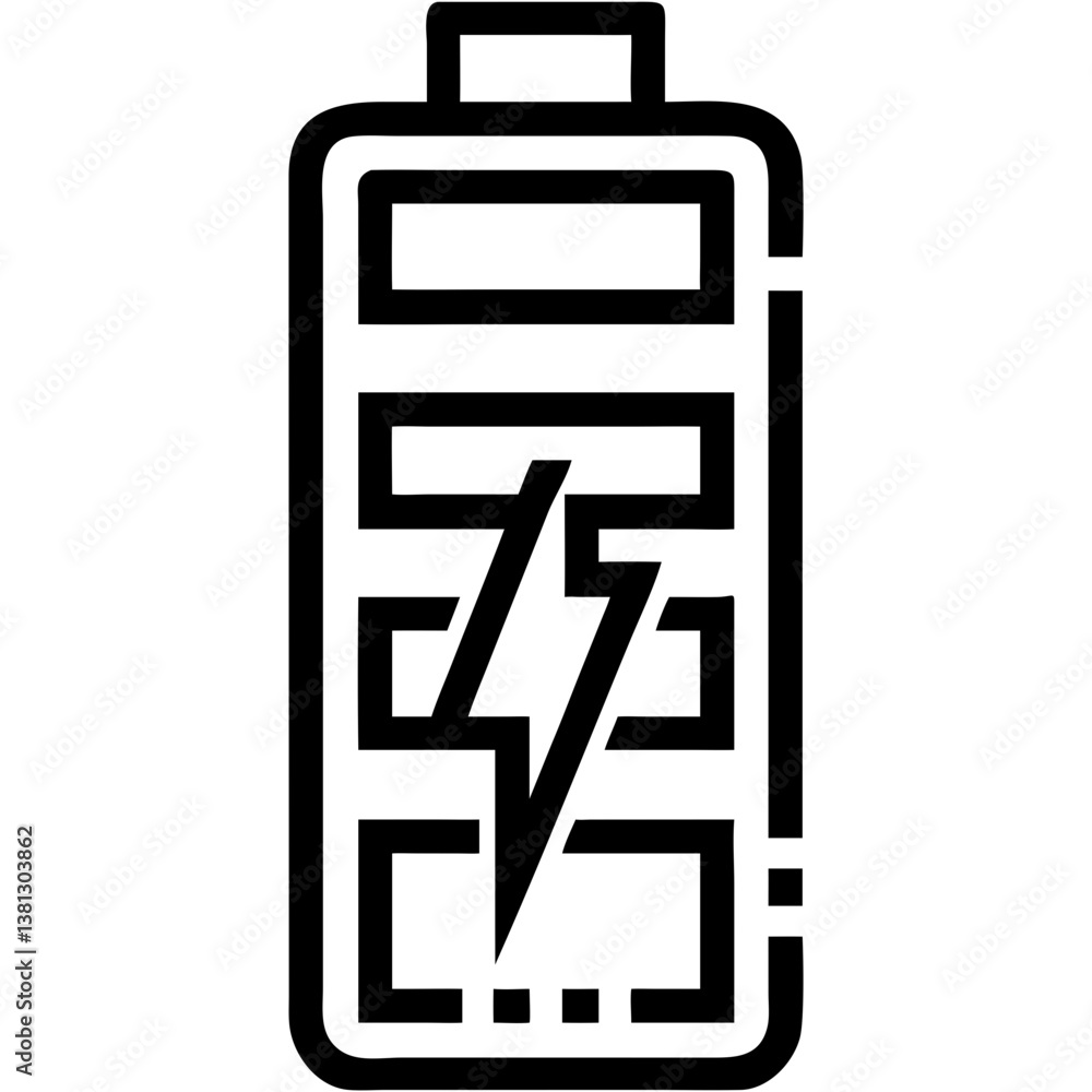 Battery icon with a lightning bolt on a white background for energy and power concepts, business icon Battery icon with a lightning bolt on a white background for energy and power concepts, business icon