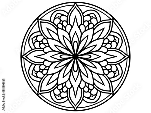 Circular pattern in form of mandala for Henna, Mehndi, tattoo, Vector mandala pattern design with hand drawn henna tattoo pattern for background, line art round mandala pattern.