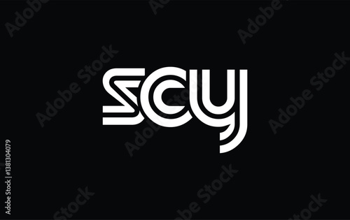 SCY Creative Unique Modern Letter Logo Design. Stylized logo featuring a unique letter design, presenting abstract minimalist aesthetics and modern appeal.