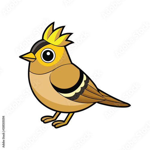  Golden-Crowned Kinglet Bird Colorful Illustration