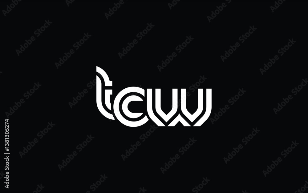 Fototapeta premium TCW Creative Unique Modern Letter Logo Design. Stylized logo featuring a unique letter design, presenting abstract minimalist aesthetics and modern appeal.