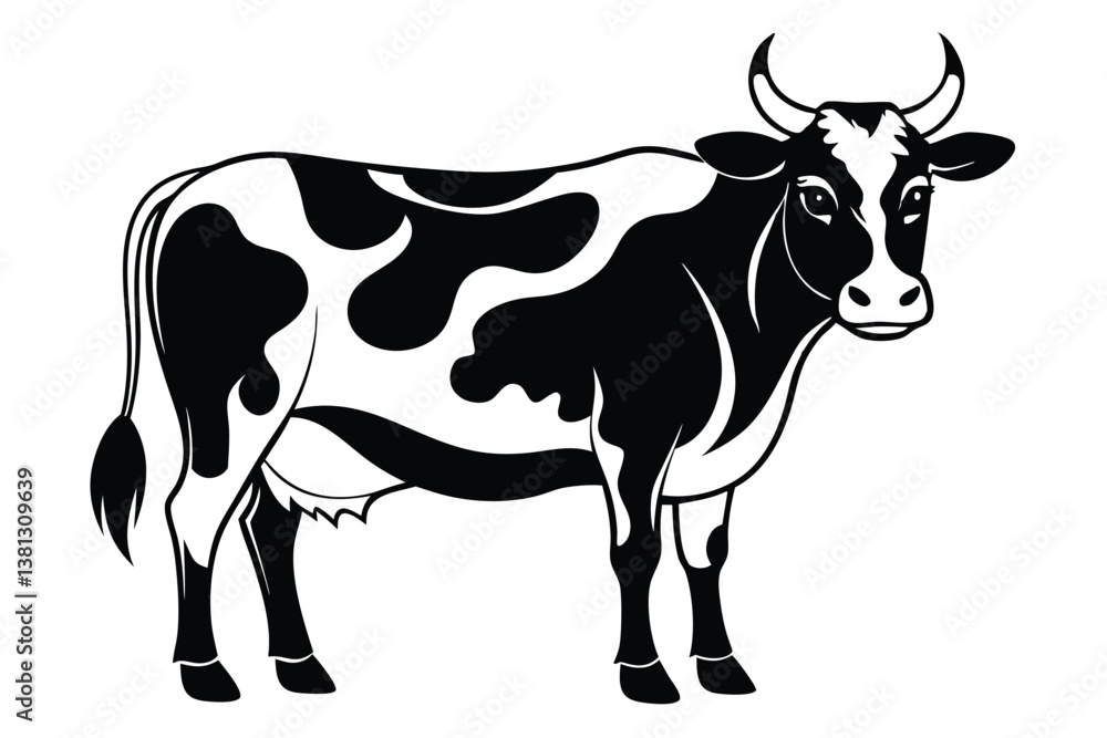 Dairy Cow Graphic, Black and White Spotted Pattern, Isolated Dairy Cow Graphic, Black and White Spotted Pattern, Isolated