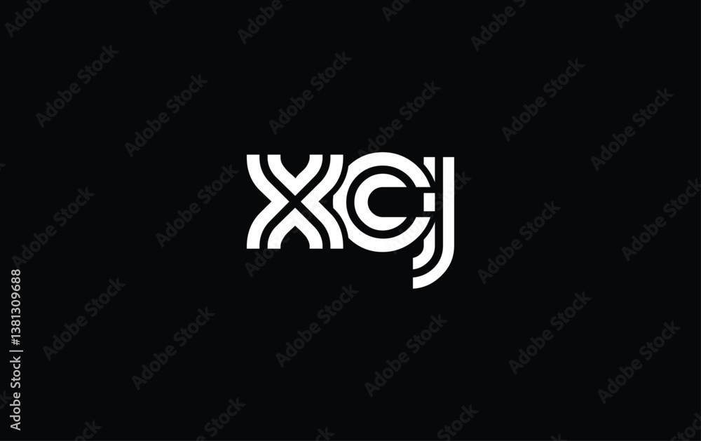 Fototapeta premium XCJ Creative Unique Modern Letter Logo Design. Stylized logo featuring a unique letter design, presenting abstract minimalist aesthetics and modern appeal.