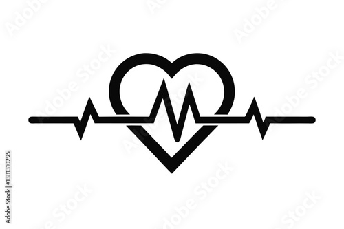 Heart Rate Pulse Sign Symbol in Black 