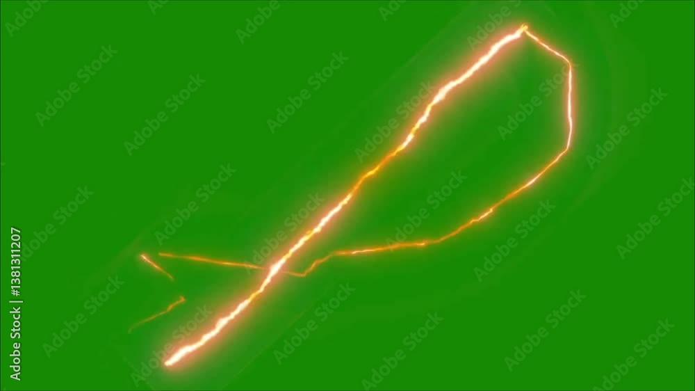 Electric Lightning shocks on green screen background. Blue, yellow, White Lightning sparks, chroma key, electric power, lightning strike, storm, bolt.