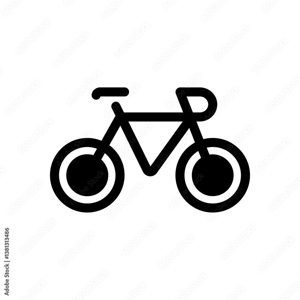 A black and white minimalist icon of a bicycle, designed with clean lines and simple geometric shapes. A black and white minimalist icon of a bicycle, designed with clean lines and simple geometric shapes.