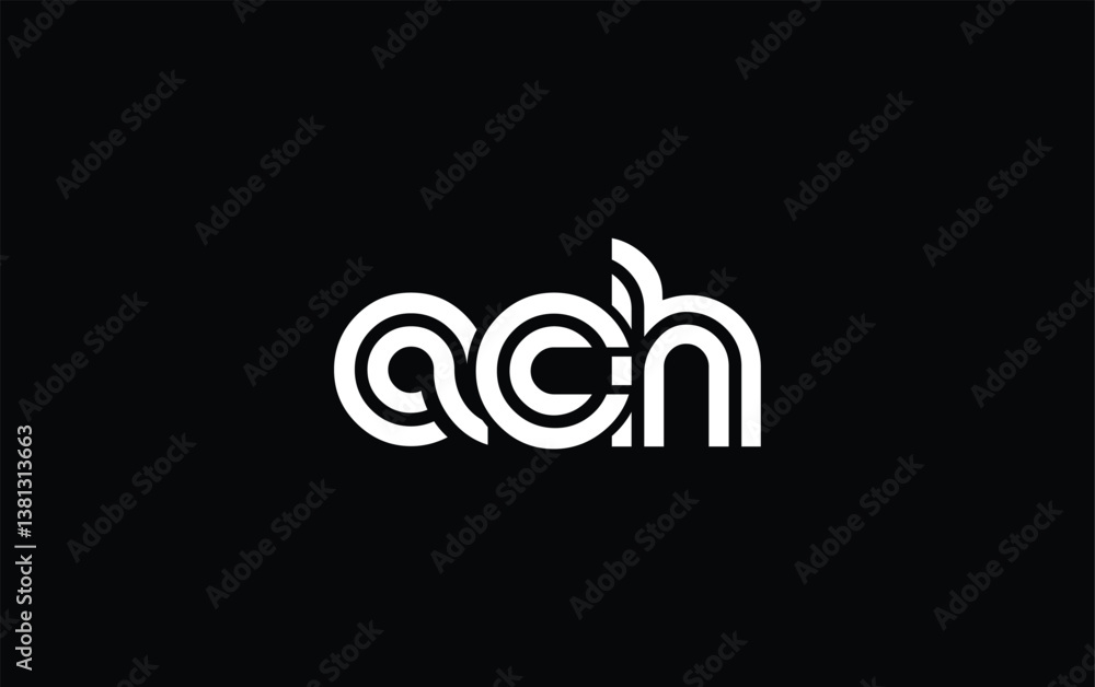 Fototapeta premium ACH Creative Unique Modern Letter Logo Design. Stylized logo featuring a unique letter design, presenting abstract minimalist aesthetics and modern appeal.