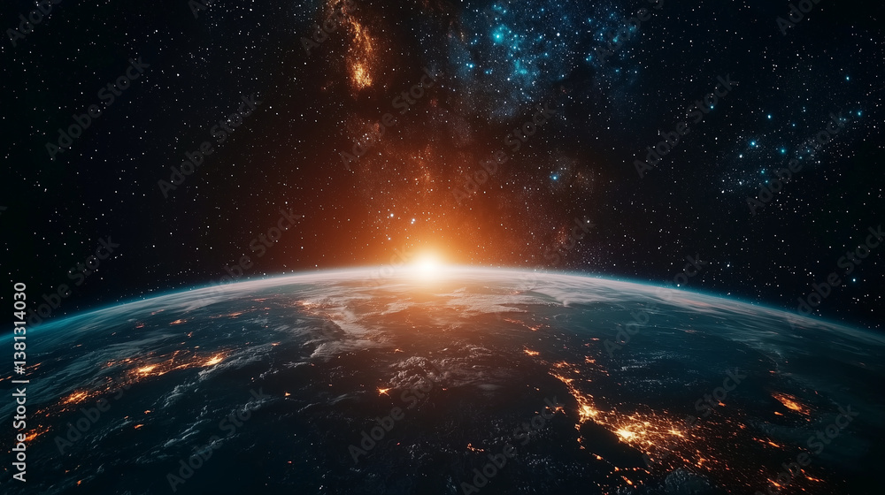 Earth and Sun in Space with a Cosmic Background Earth and Sun in Space with a Cosmic Background