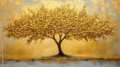 Golden money tree art, feng shui․