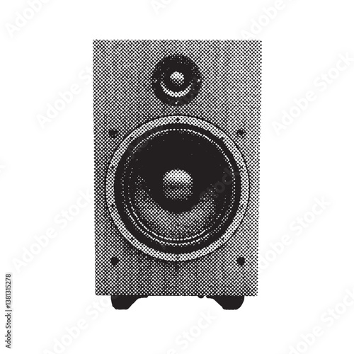 stereo speaker halftone grunge vector design element