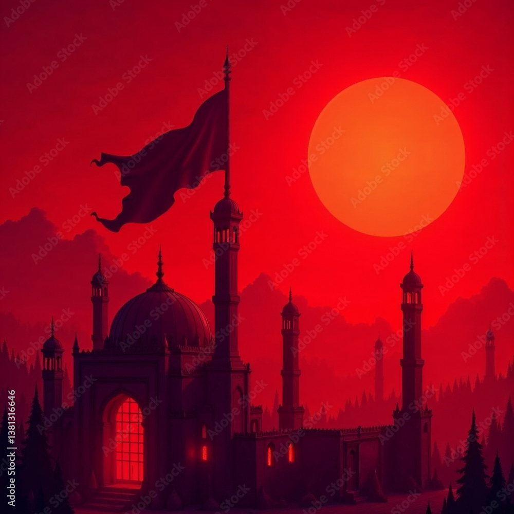 Fototapeta premium Happy Muharram and Islamic New Year, generated via ai