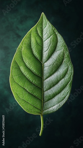 Intricate Details of a Green Leaf Against a Dark Background Highlighting Natu...