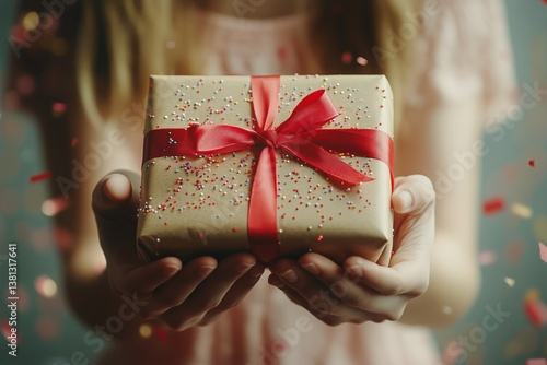 Gift Presentation With Excitement During Celebration in a Festive Atmosphere