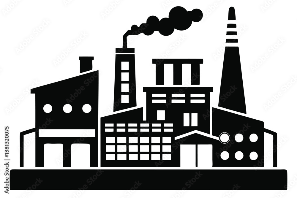 Fototapeta premium Industrial Factory Buildings Silhouette