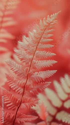 Vibrant Orange Ferns Flourishing Under Soft Sunlight in a Forest Setting