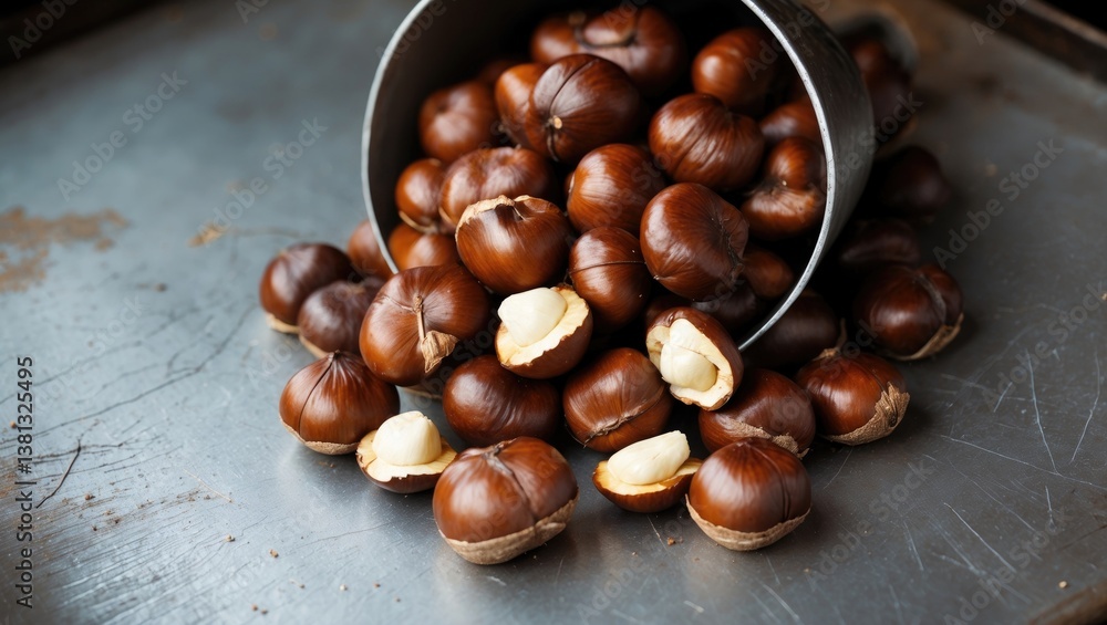 Obraz premium Roasted chestnuts available for purchase.