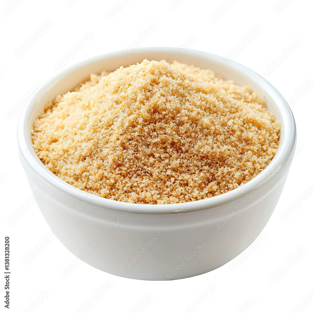 breadcrumbs in a white bowl, looked at from the side
breadcrumbs in a white bowl, looked at from the side