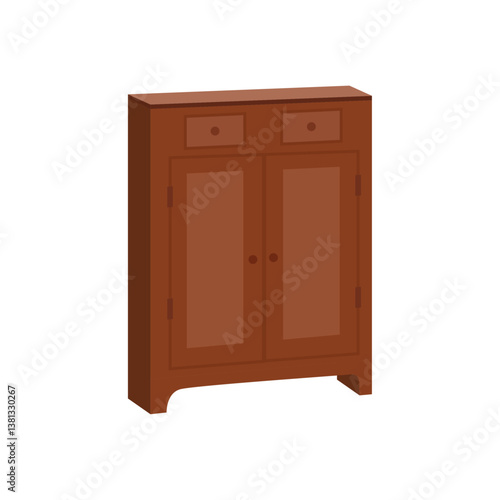 Wooden wardrobe illustration – A classic wooden cabinet or wardrobe