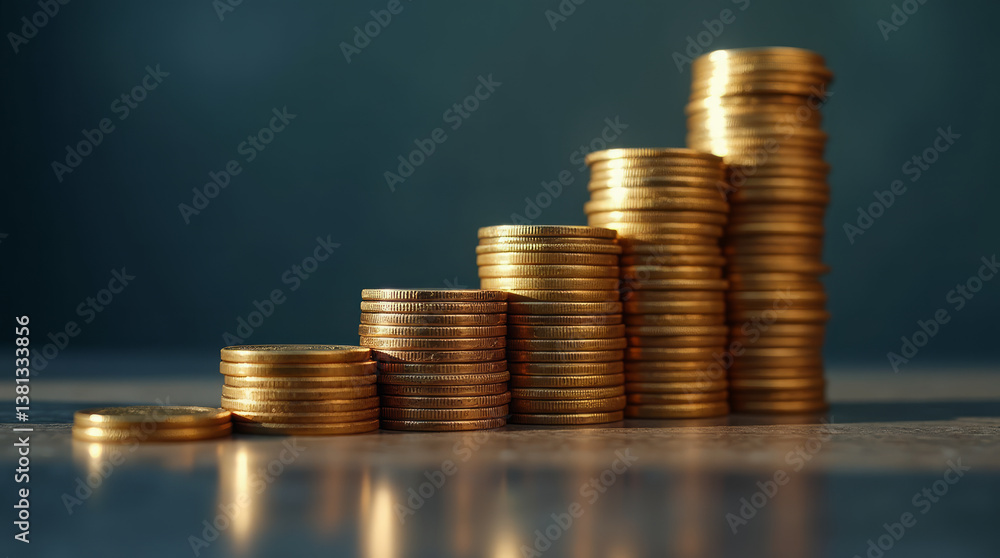 Financial Growth Illustration - Stacks of Coins Arranged Like a Bar Graph Financial Growth Illustration - Stacks of Coins Arranged Like a Bar Graph