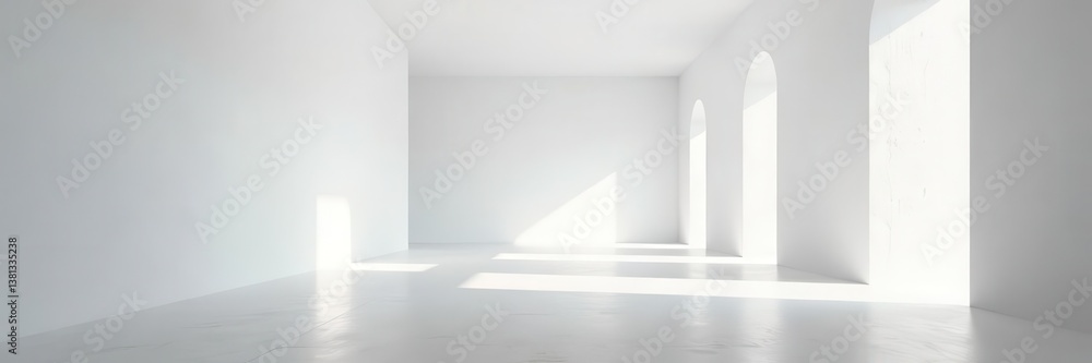 custom made wallpaper toronto digitalGeometric white corridor, clean concrete floor, bright light,  simple interior design,  stark,  interior