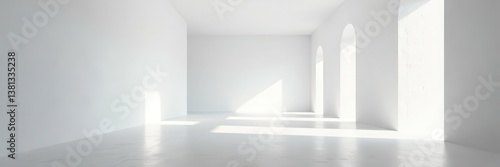 Wallpaper Mural Geometric white corridor, clean concrete floor, bright light,  simple interior design,  stark,  interior Torontodigital.ca