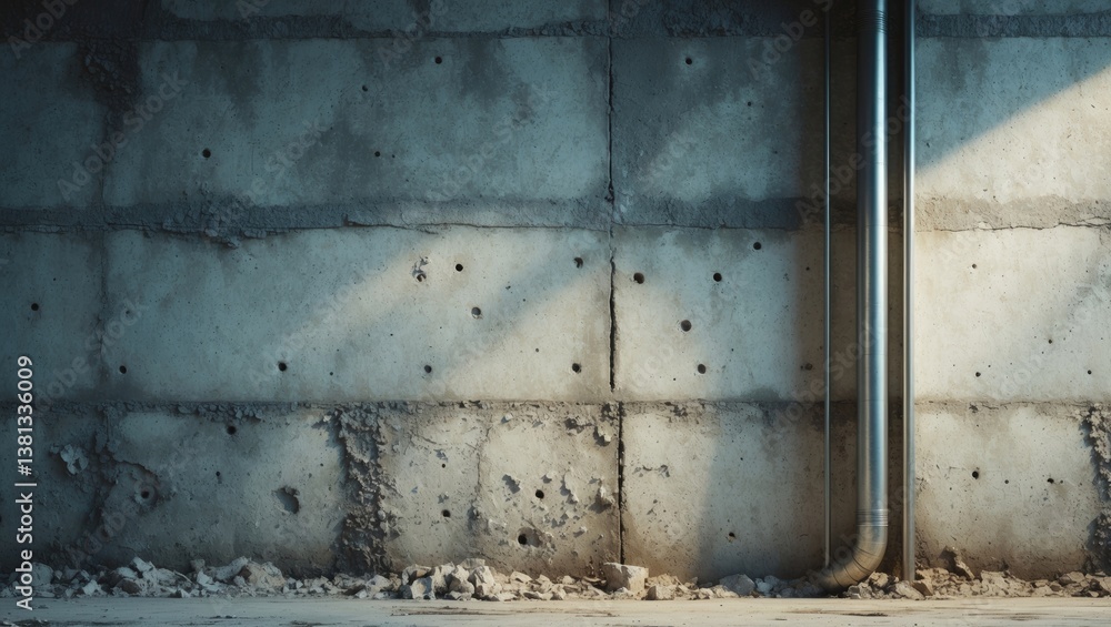 loft style concrete wall featuring a pipe backdrop