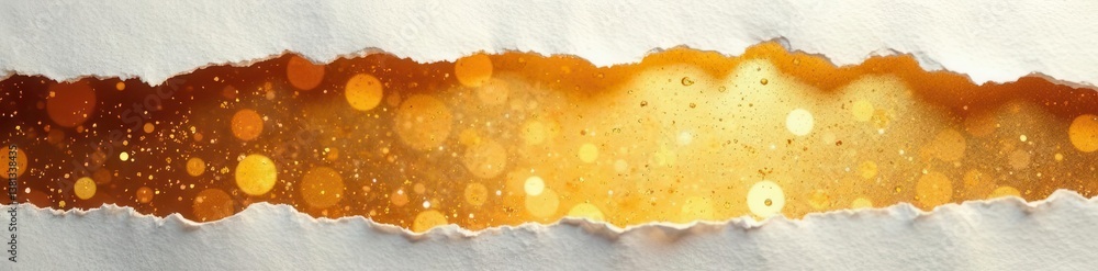 Obraz premium Golden shimmer peeks through ragged paper tear , frame, paper, illustration