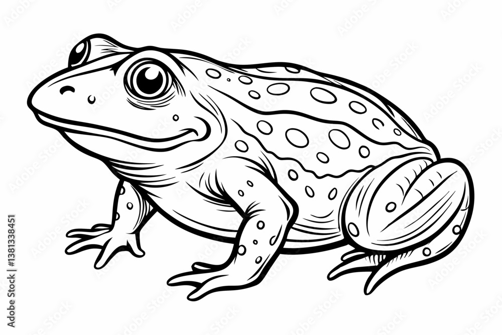 Naklejka premium coloring page line art the african bullfrog vector