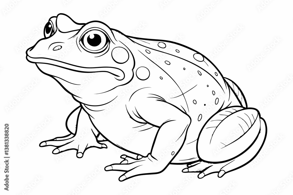 Naklejka premium coloring page line art the african bullfrog vector
