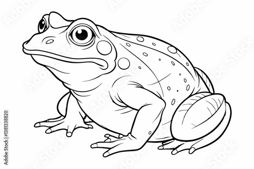 coloring page line art the african bullfrog vector