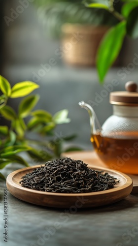 Brewing Black Tea With Loose Leaves in a Glass Vessel in a Cozy Indoor Setting