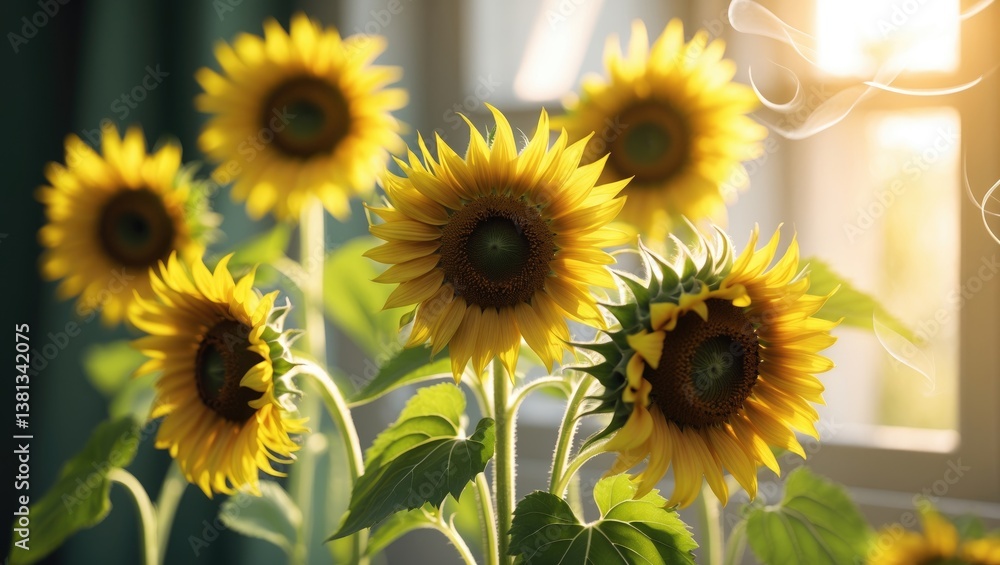 Obraz premium Bouquet of stunning sunflowers, closeup
