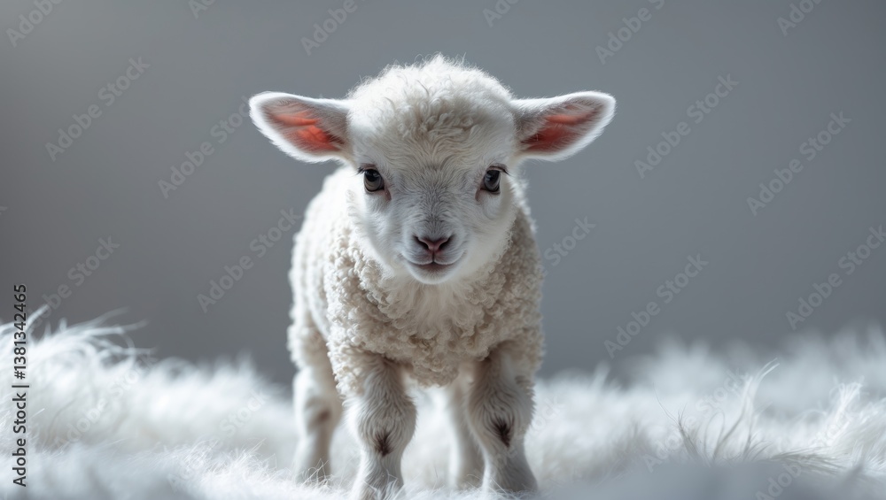 Fototapeta premium Lamb upright, isolated against a backdrop.