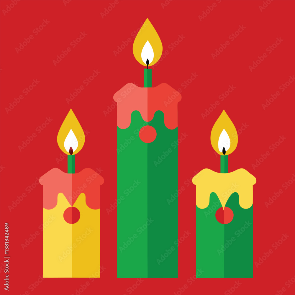 christmas candles on a red christmas candles on a red