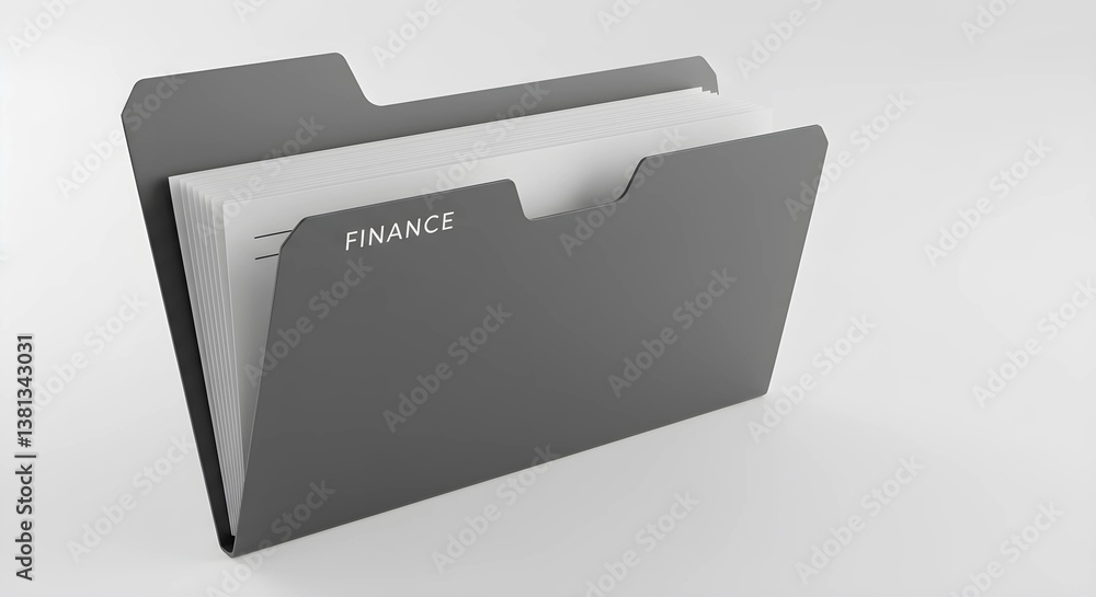 Finance folder organizing documents on a plain background Finance folder organizing documents on a plain background