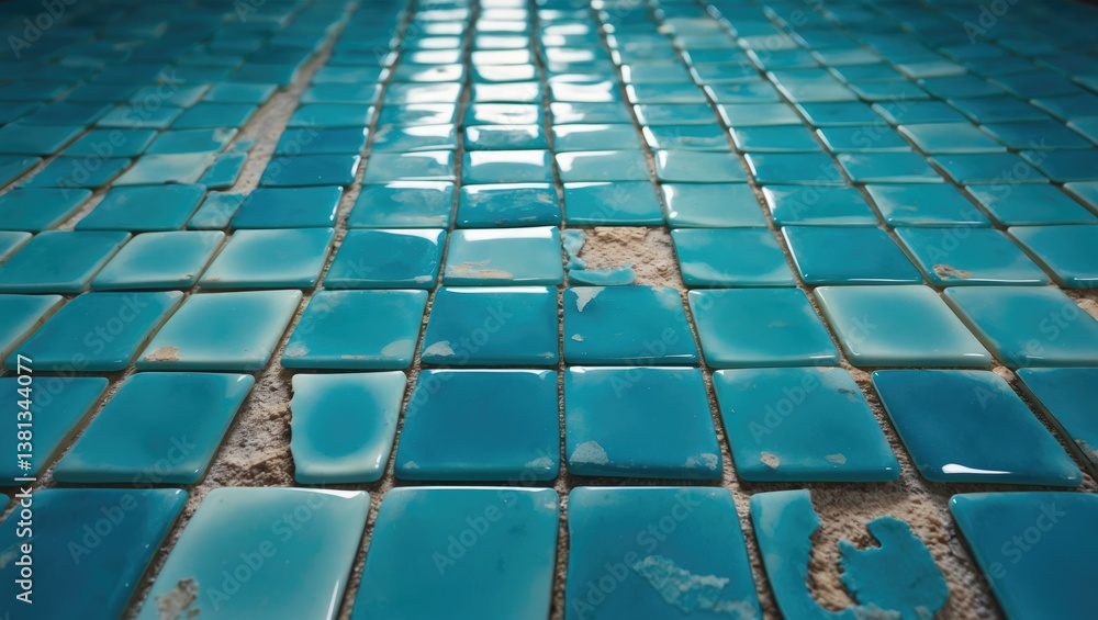Obraz premium Blue mosaic tiles vintage tiny squares