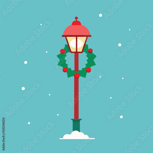 red lantern on a blue background
