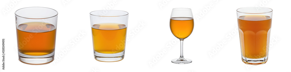 Four Glassware Styles with Amber Whiskey. Four Glassware Styles with Amber Whiskey.