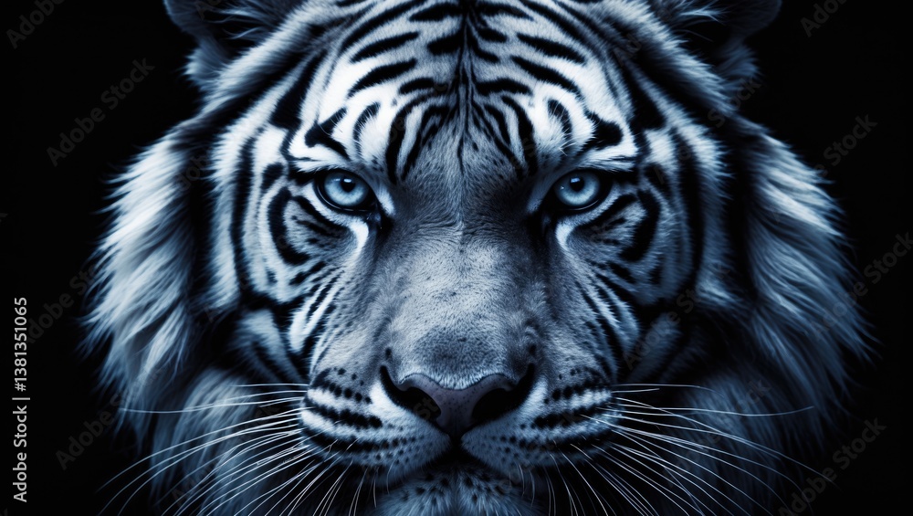 High-quality black and white image of a tiger. Graphic use proposal. High-quality black and white image of a tiger. Graphic use proposal.