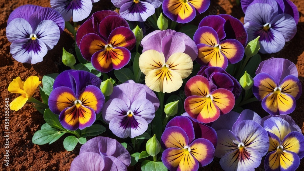 Fototapeta premium Blue violet flowers blooming in the garden. High-quality photograph.
