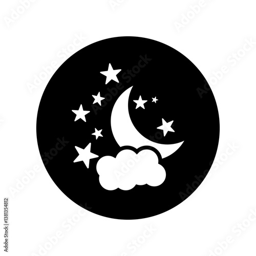 moon and stars icon on white background. Simple element illustration from Astronomy concept. moon and stars icon symbol design.