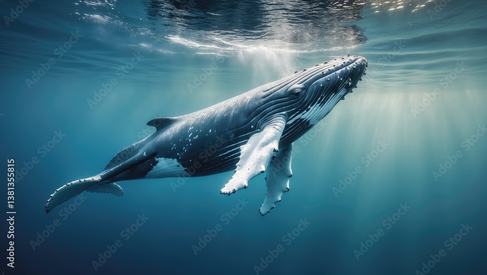 Fototapeta premium Humpback Whale Playing in Underwater Environment