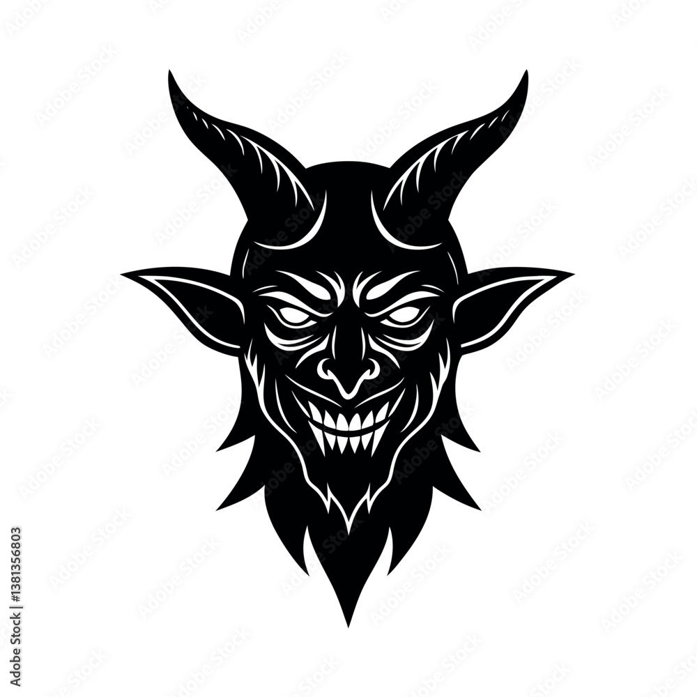 Unique Horned Devils Head Black Vector Silhouette
Unique Horned Devils Head Black Vector Silhouette