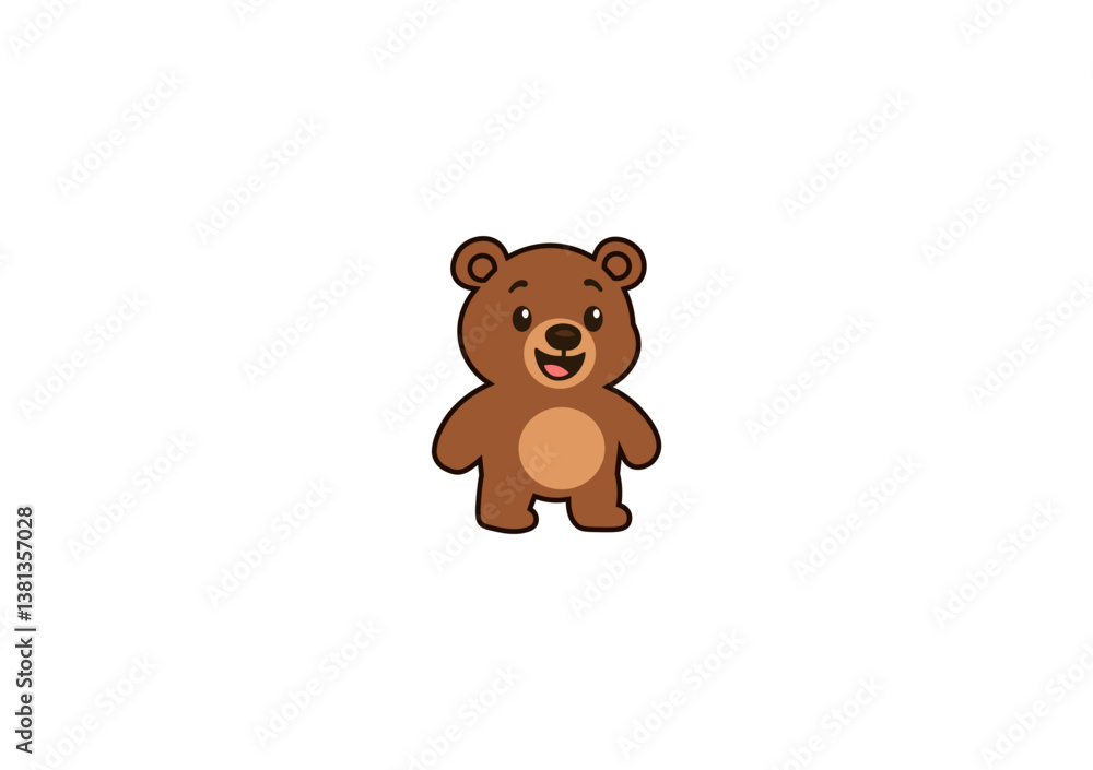 Naklejka premium Vector illustration of a cartoon bear with a smile on a white background