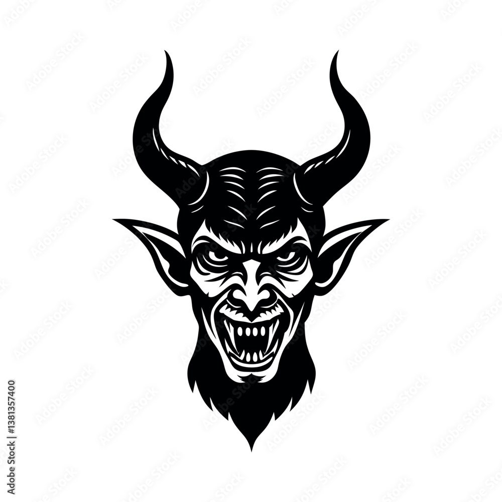 Horned Devils Head Vector Silhouette for Branding
Horned Devils Head Vector Silhouette for Branding