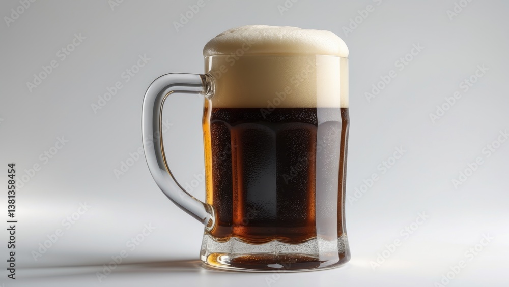 Mug of rich dark stout beer set against a white background. Mug of rich dark stout beer set against a white background.