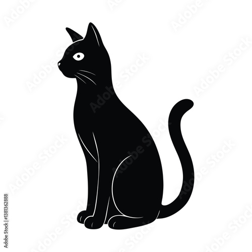 Wallpaper Mural black, cat, on, white, background, Torontodigital.ca
